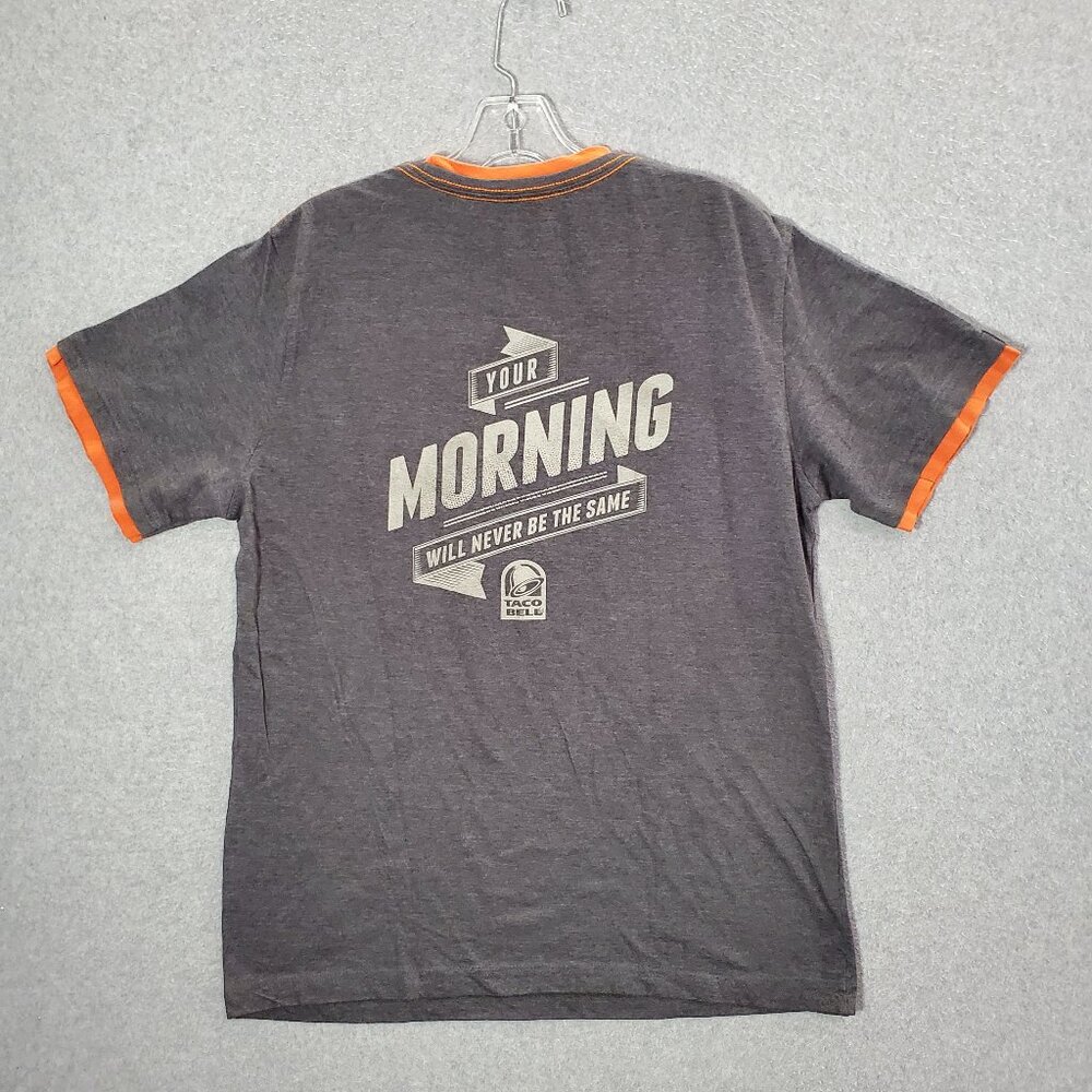 Taco Bell‎ Women Top Large Gray Shirt Your Morning Will Never Be The Same Ringer